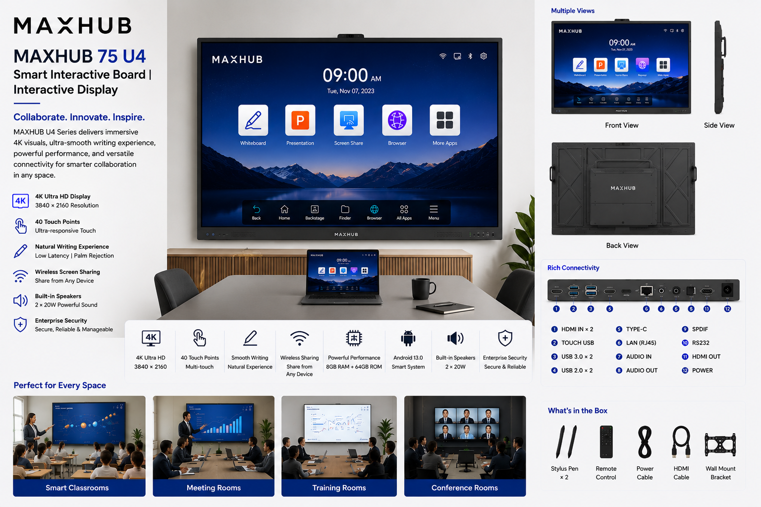 Maxhub 75 U4 Smart Interactive Board - Image 2