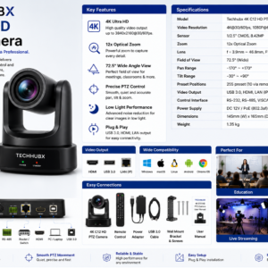 Techhubx 4K C12 HD PTZ Camera