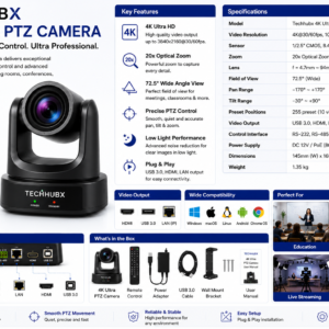 Techhubx 4K Ultra PTZ Camera