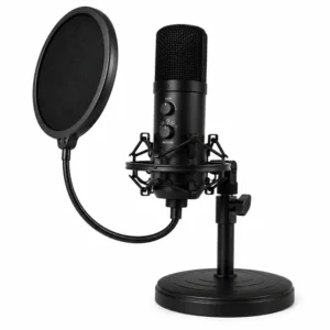 Professional podcast studio with microphone, audio mixer and recording equipment by Balaji LNS IT Solutions