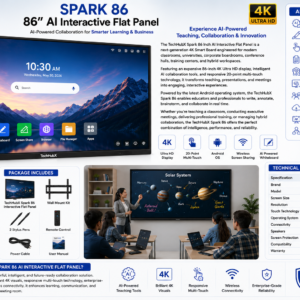 TechHubX Spark 86 Inch AI Interactive Flat Panel 4K Smart Board